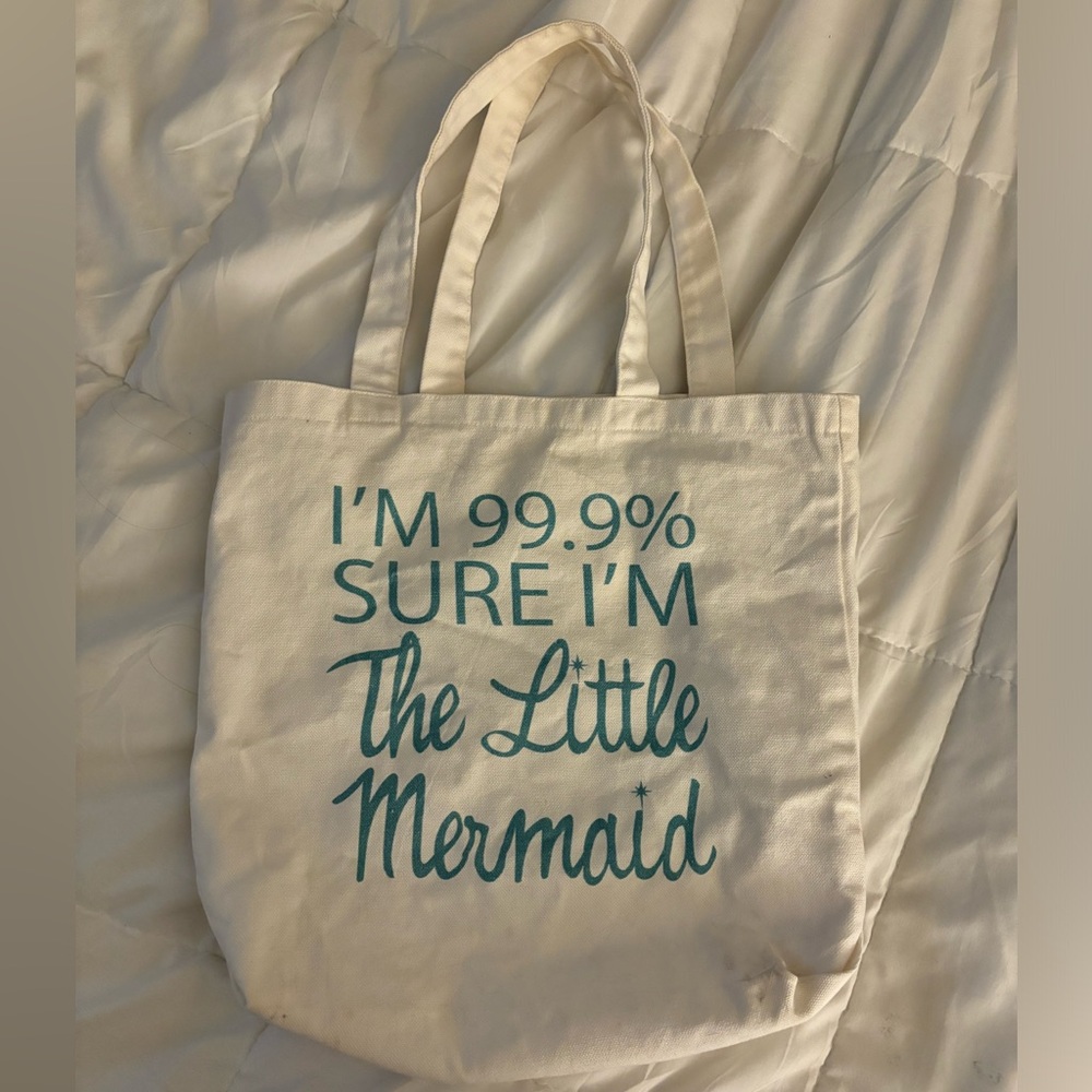 EUC Cream little mermaid canvas tote